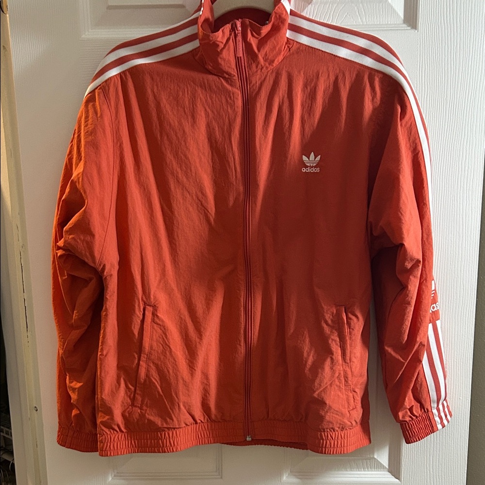 Adidas Bold Orange Jacket with White Stripes
